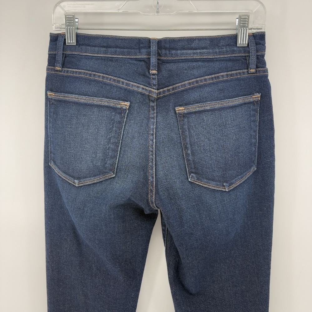 FRAME Le High Straight Jeans Women's 28X27 Woodson Dark Wash Stretch Denim USA - Picture 11 of 12